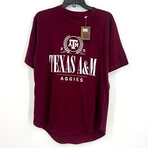 THREE SQUARE Womens Texas A&M Text 1876 T-Shirt XL Maroon Red Short Sleeve NWT